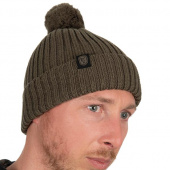Шапка из шерсти мериноса Fox Merino Bobble Olive Fishing Hat (С помпоном)