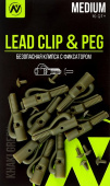 Безопасная клипса с фиксатором VN Tackle Lead clip & peg 10шт