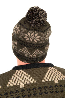 Шапка вязаная с помпоном Fox Collection Festive Bobble