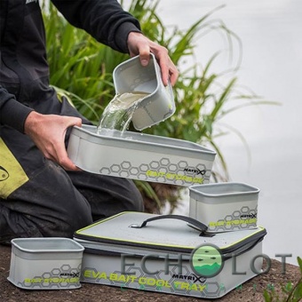 Сумка с контейнерами для насадок из ЭВА Matrix EVA Bait Cooler Tray Light Grey Inc 4 Tubs
