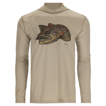 Термофутболка Simms Tech Hoody - Artist Series Stone/Brown Trout