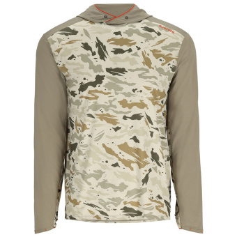 Термофутболка Simms Bugstopper Solarflex Hoody GHOST CAMO STONE/STONE